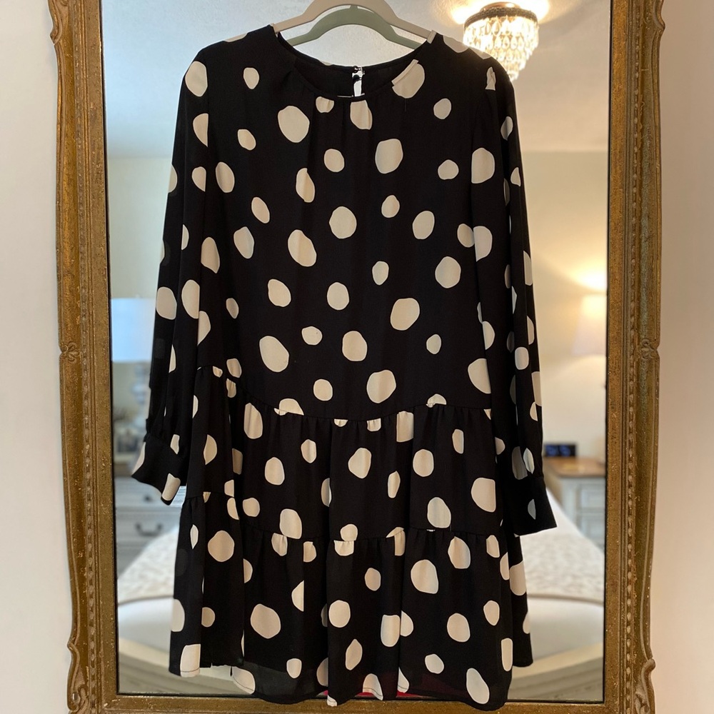 Who What Wear Black Dress with White Dots